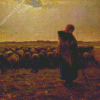 Shepherdess With Her Flock By Millet Diamond Painting