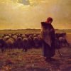 Shepherdess With Her Flock By Millet Diamond Painting