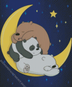 Sleepy Bears In Crescent Moon Diamond Painting