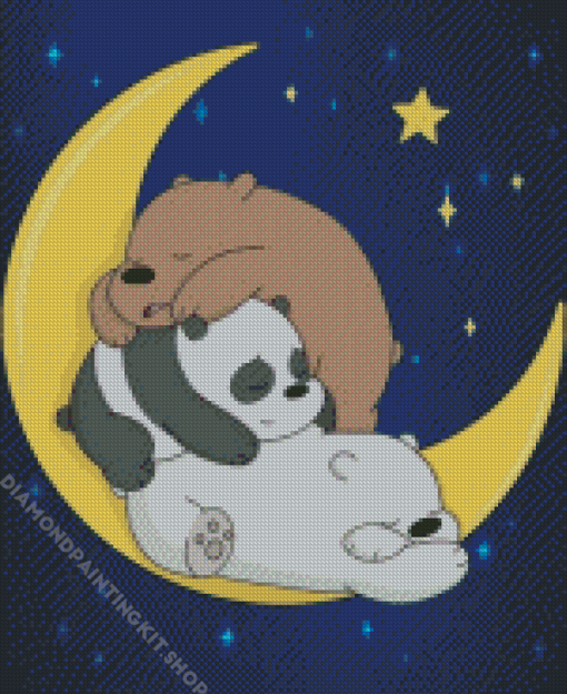 Sleepy Bears In Crescent Moon Diamond Painting