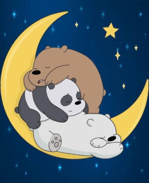 Sleepy Bears In Crescent Moon Diamond Painting