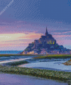 Sunset At Mont Saint Michel Diamond Painting