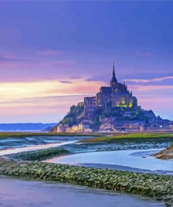 Sunset At Mont Saint Michel Diamond Painting