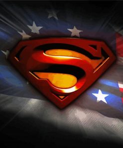 Superman Symbol And American Flag Diamond Painting