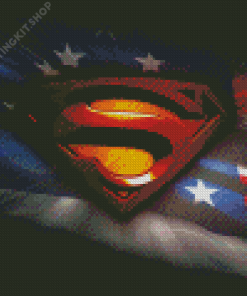 Superman Symbol And American Flag Diamond Painting