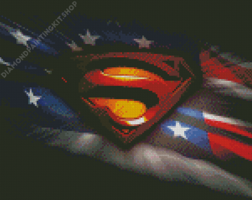 Superman Symbol And American Flag Diamond Painting