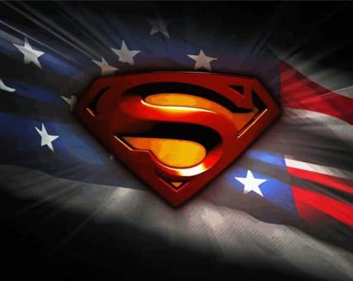 Superman Symbol And American Flag Diamond Painting