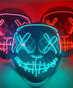 Three Neon Masks Diamond Painting