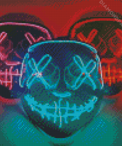 Three Neon Masks Diamond Painting