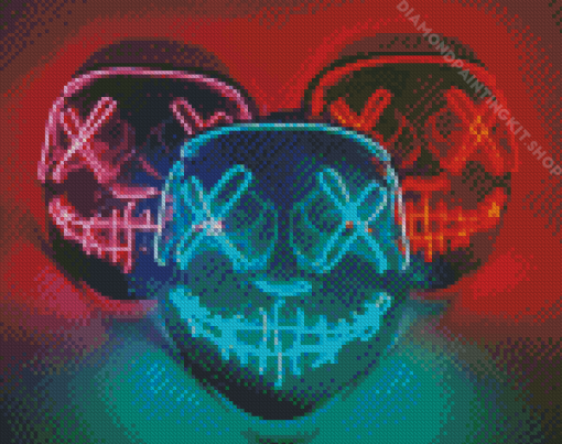 Three Neon Masks Diamond Painting