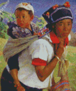 Tibet Mother And Daughter Diamond Painting