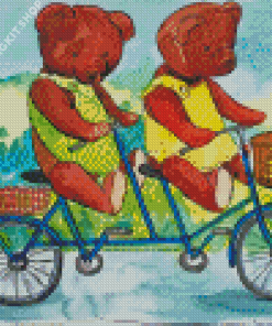 Two Bears On Bike Diamond Painting