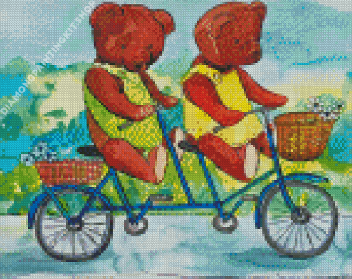 Two Bears On Bike Diamond Painting