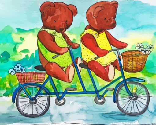 Two Bears On Bike Diamond Painting