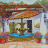 Water Fountain With Pergola Diamond Painting