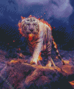 White Lightning Tiger Diamond Painting