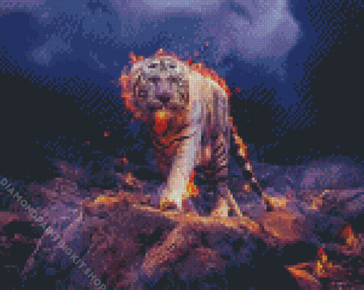 White Lightning Tiger Diamond Painting