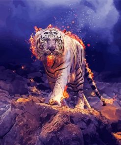 White Lightning Tiger Diamond Painting