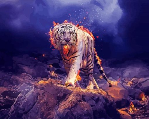 White Lightning Tiger Diamond Painting