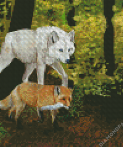 Wolf And Fox Diamond Painting