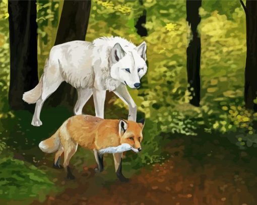 Wolf And Fox Diamond Painting