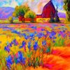 Abstract Iris Field And Barn Diamond Painting