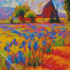 Abstract Iris Field And Barn Diamond Painting