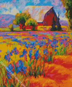 Abstract Iris Field And Barn Diamond Painting