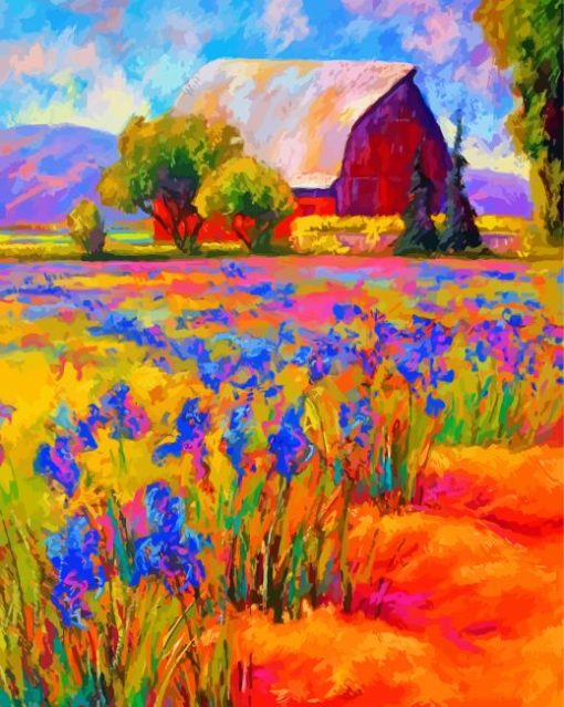 Abstract Iris Field And Barn Diamond Painting