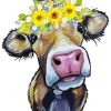 Aesthetic Cow With Sunflowers Diamond Painting