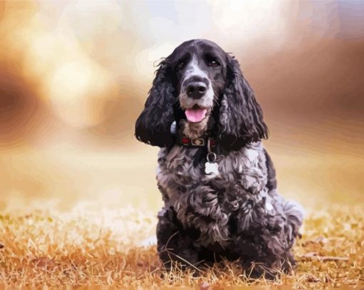 Aesthetic Black Cocker Spaniel Diamond Painting