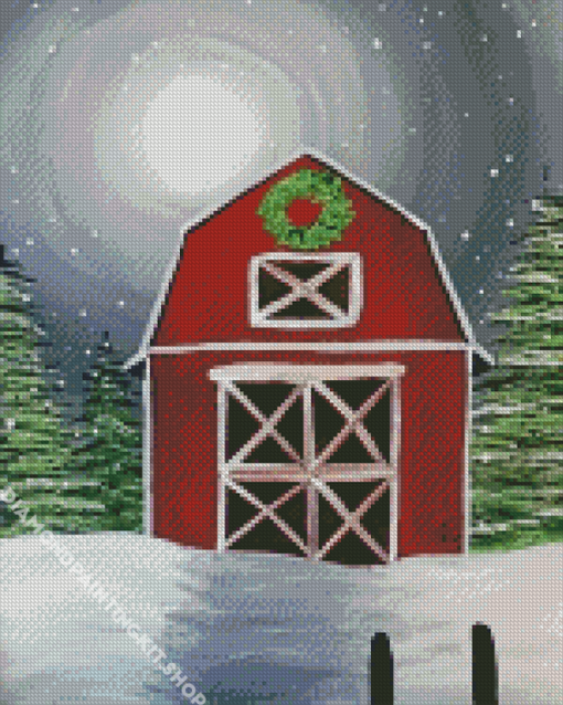 Aesthetic Christmas Barn Diamond Painting