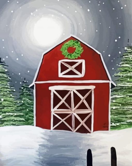 Aesthetic Christmas Barn Diamond Painting