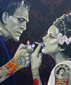 Aesthetic Frankenstein And The Bride Diamond Painting