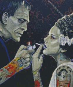 Aesthetic Frankenstein And The Bride Diamond Painting