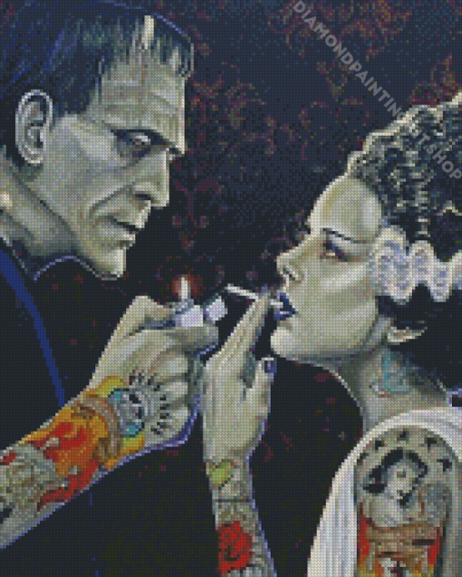 Aesthetic Frankenstein And The Bride Diamond Painting