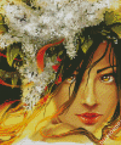 Aesthetic Lady With Floral Hair Diamond Painting