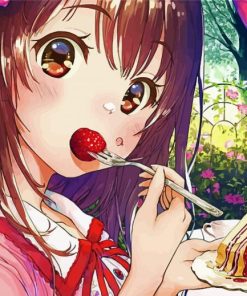 Anime Girls Eating Strawberry Shortcake Diamond Painting