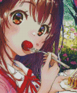 Anime Girls Eating Strawberry Shortcake Diamond Painting