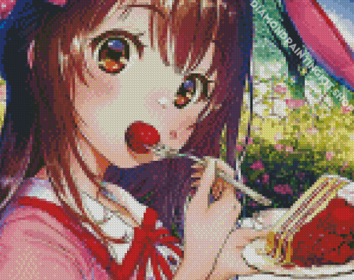 Anime Girls Eating Strawberry Shortcake Diamond Painting