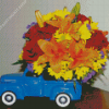 Beautiful Flowers And Car Diamond Painting