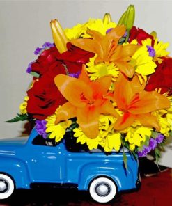 Beautiful Flowers And Car Diamond Painting