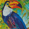 Bird Collage On Branch Diamond Painting