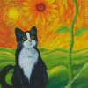 Black Cat And Sunflower Diamond Painting