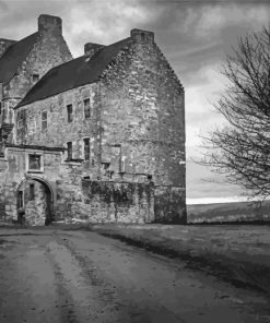 Black And White Midhope Castle Diamond Painting