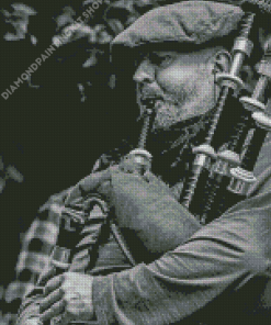 Black And White Scottish Piper Diamond Painting