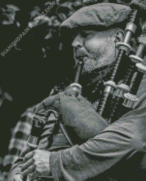 Black And White Scottish Piper Diamond Painting