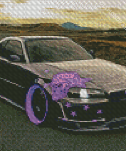 Black Nissan Skyline Car Diamond Painting