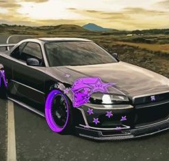 Black Nissan Skyline Car Diamond Painting