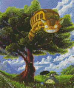 Cat Bus On Tree Diamond Painting